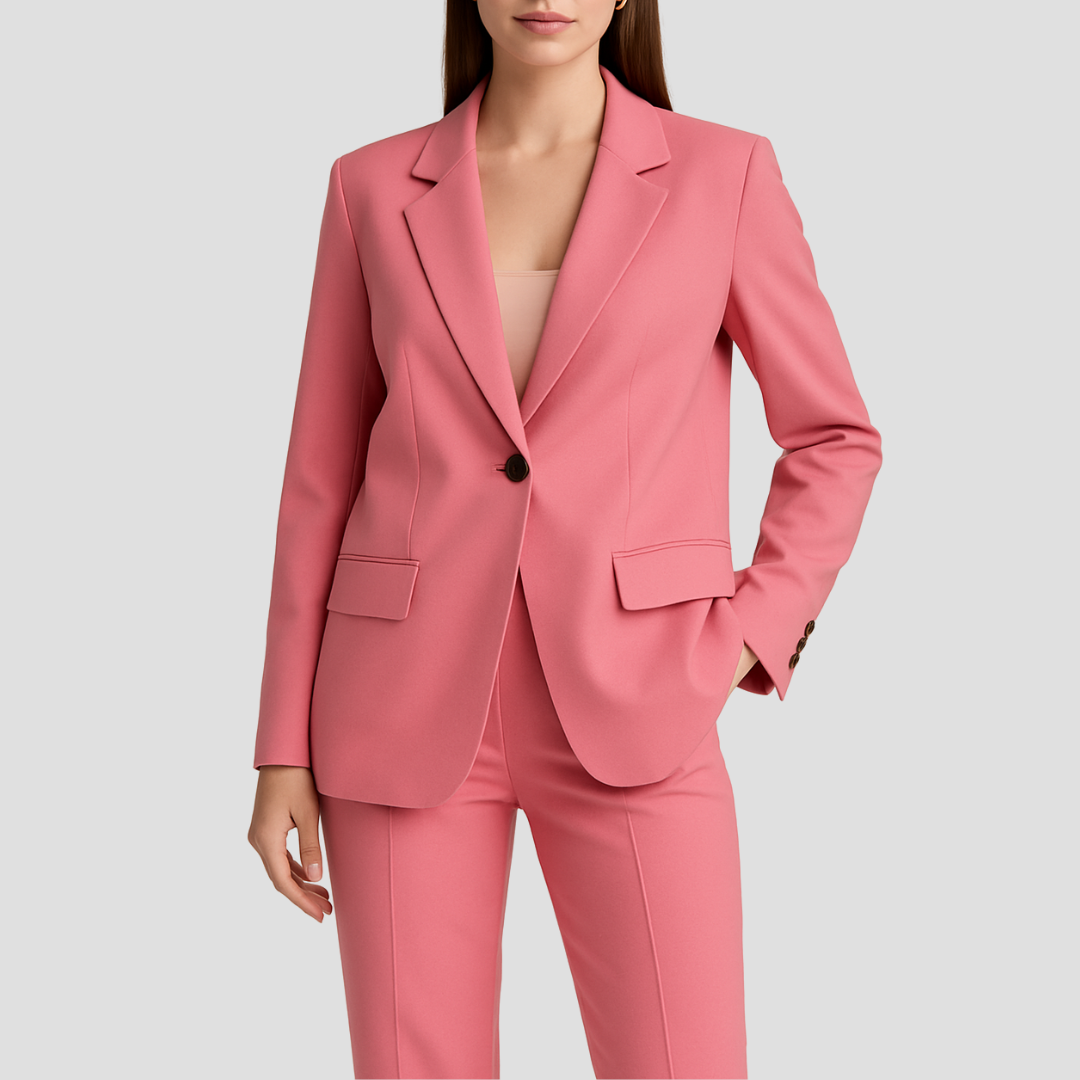 Womens Suit Set with Long Blazer and Matching Trousers