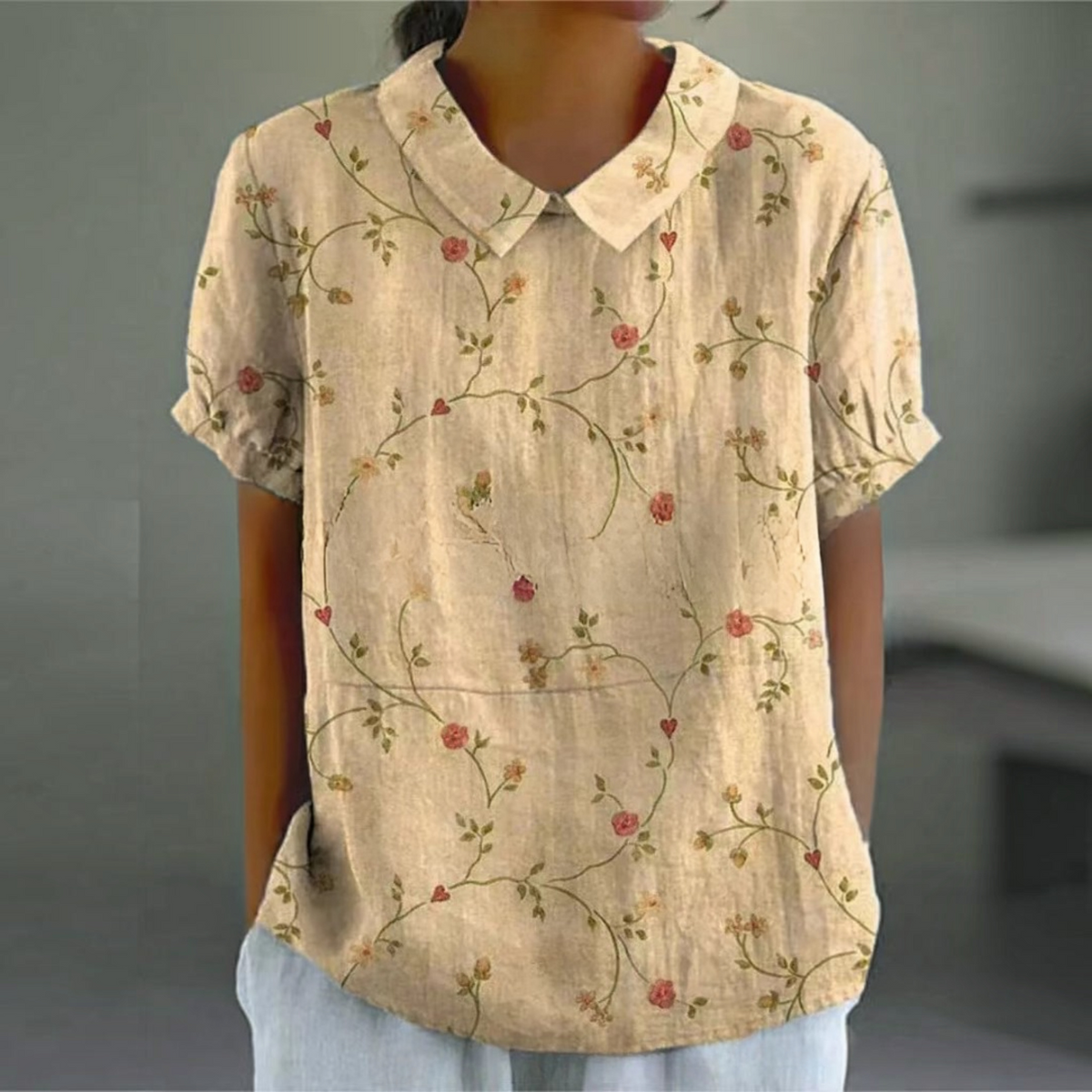 Floral Shirt with Lightweight Breathable Fabric and Relaxed Flattering Fit, Machine Washable