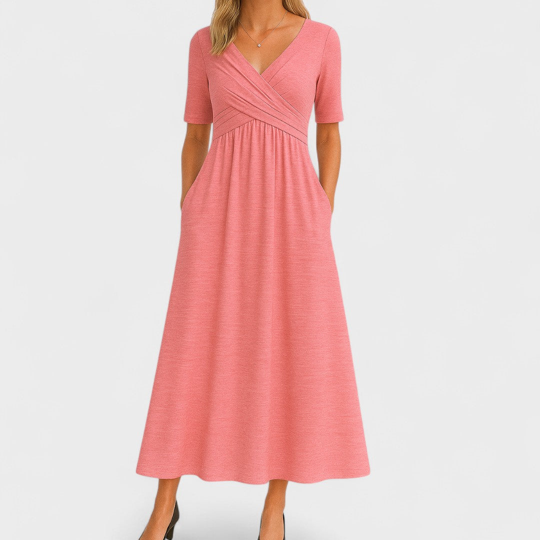 A-Line Midi Dress with Lightweight Fabric and Flattering Fit