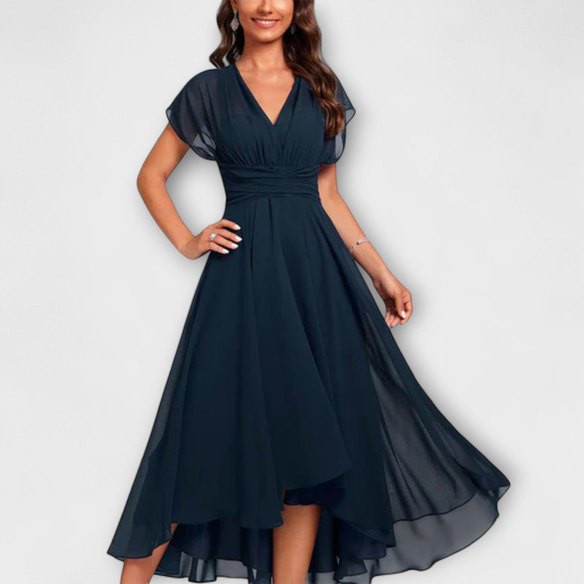 Womens V-Neck A-Line Mini Dress with Lightweight Fabric for Summer