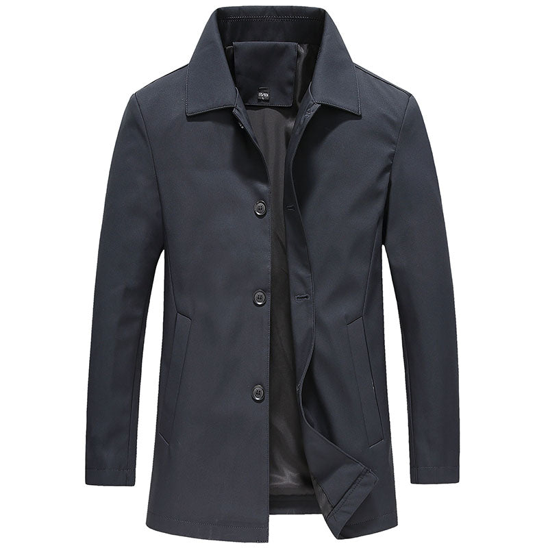 Mens Lightweight Button-Up Jacket with Tailored Fit and Woven Fabric, Machine Washable