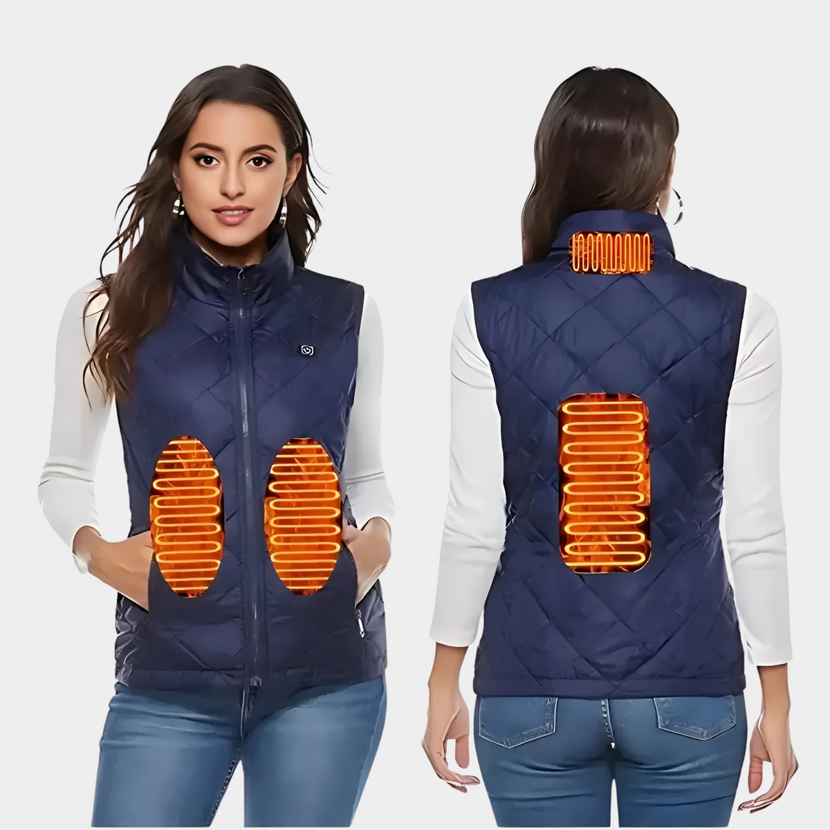 Womens Heated Vest with Dual Control and Four-Way Stretch, 9 Heating Zones