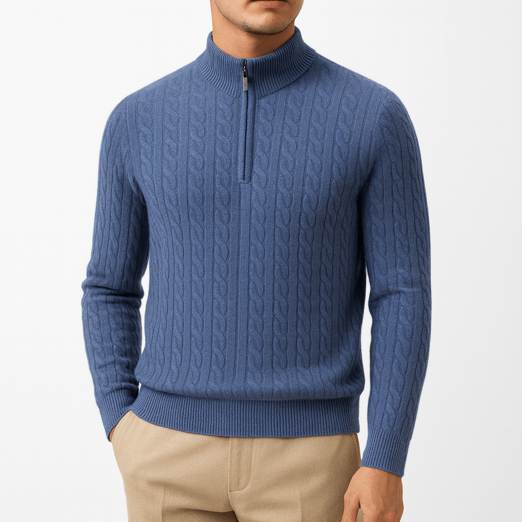 Luminovi | Cable Knit High Neck Sweater-Sweater