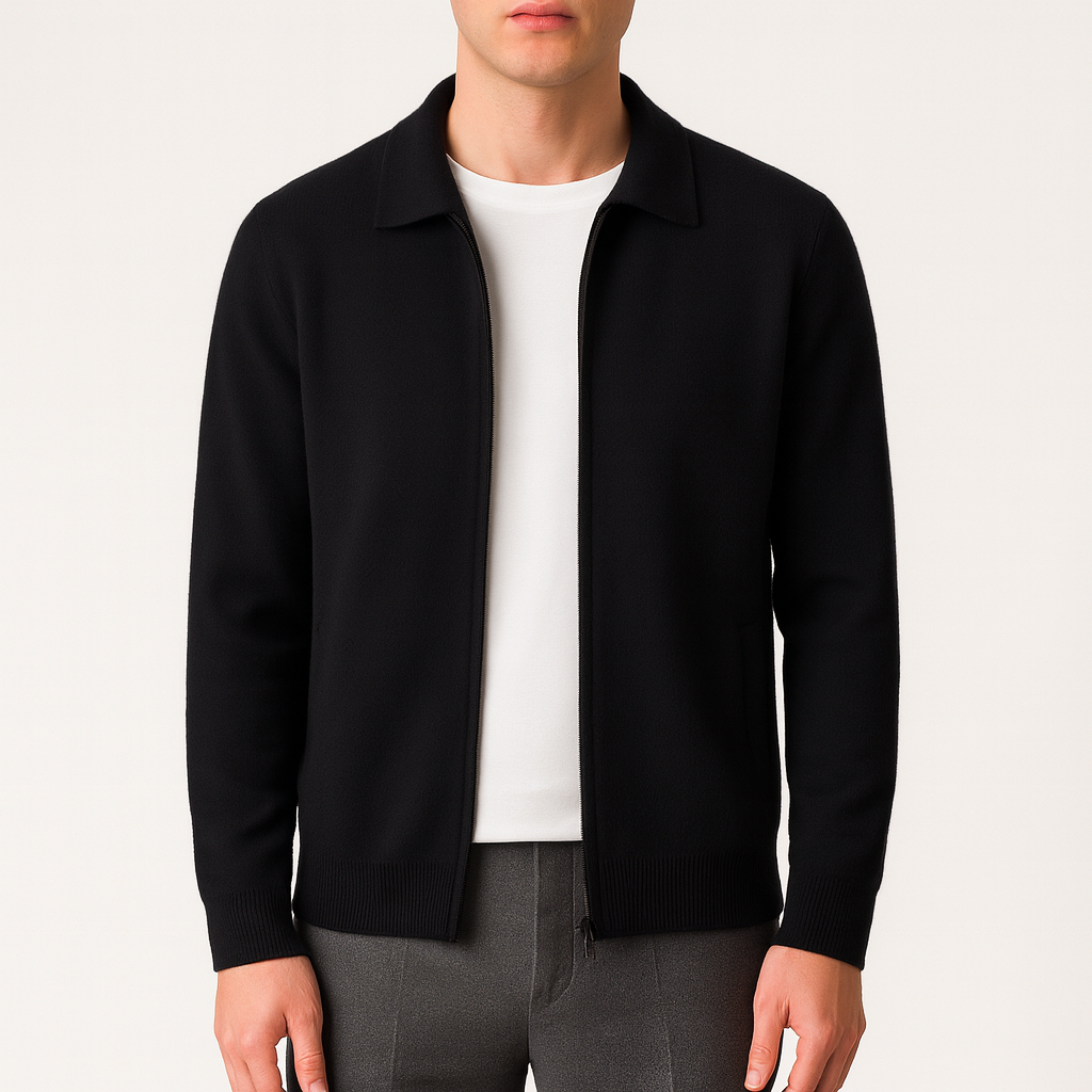 Luminovi | Classic Zip Knit Cardigan-Cardigan
