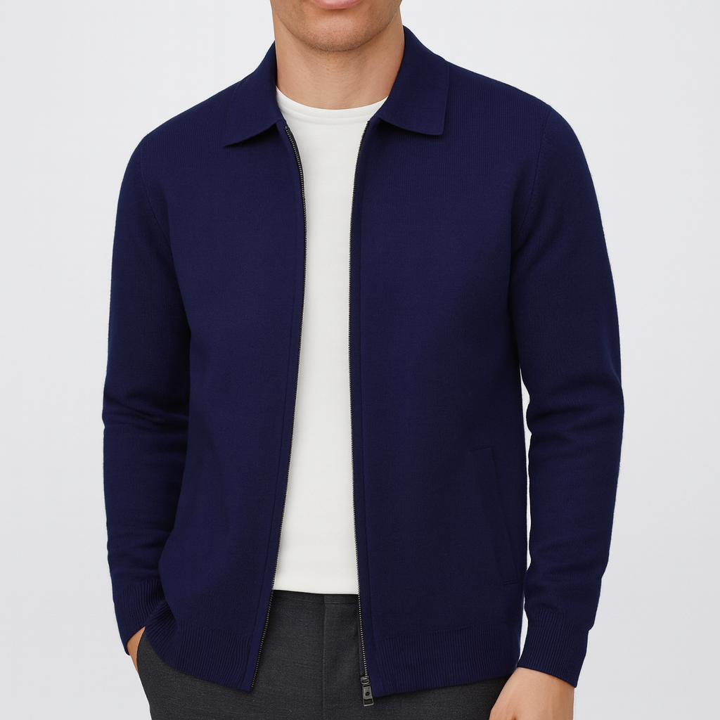 Luminovi | Classic Zip Knit Cardigan-Cardigan