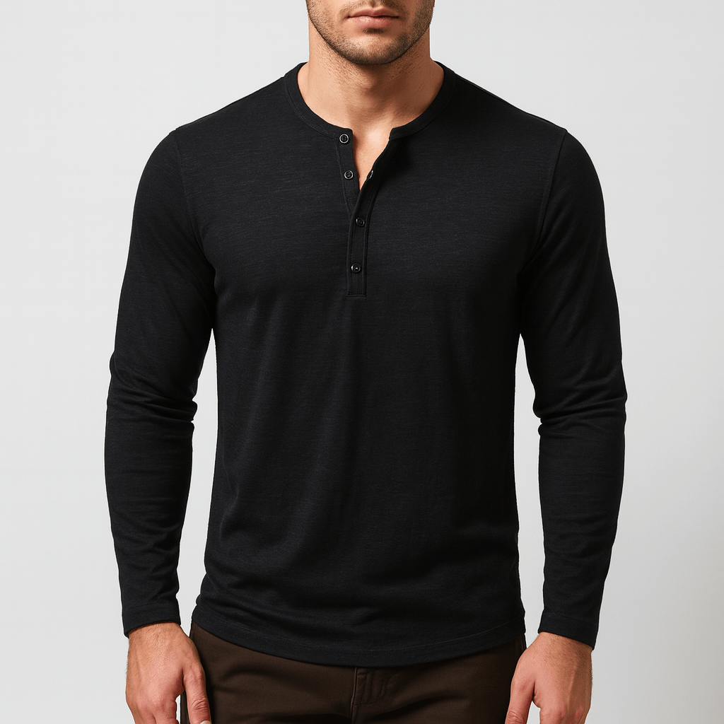 Luminovi | Henley Long Sleeve Shirt-Shirt