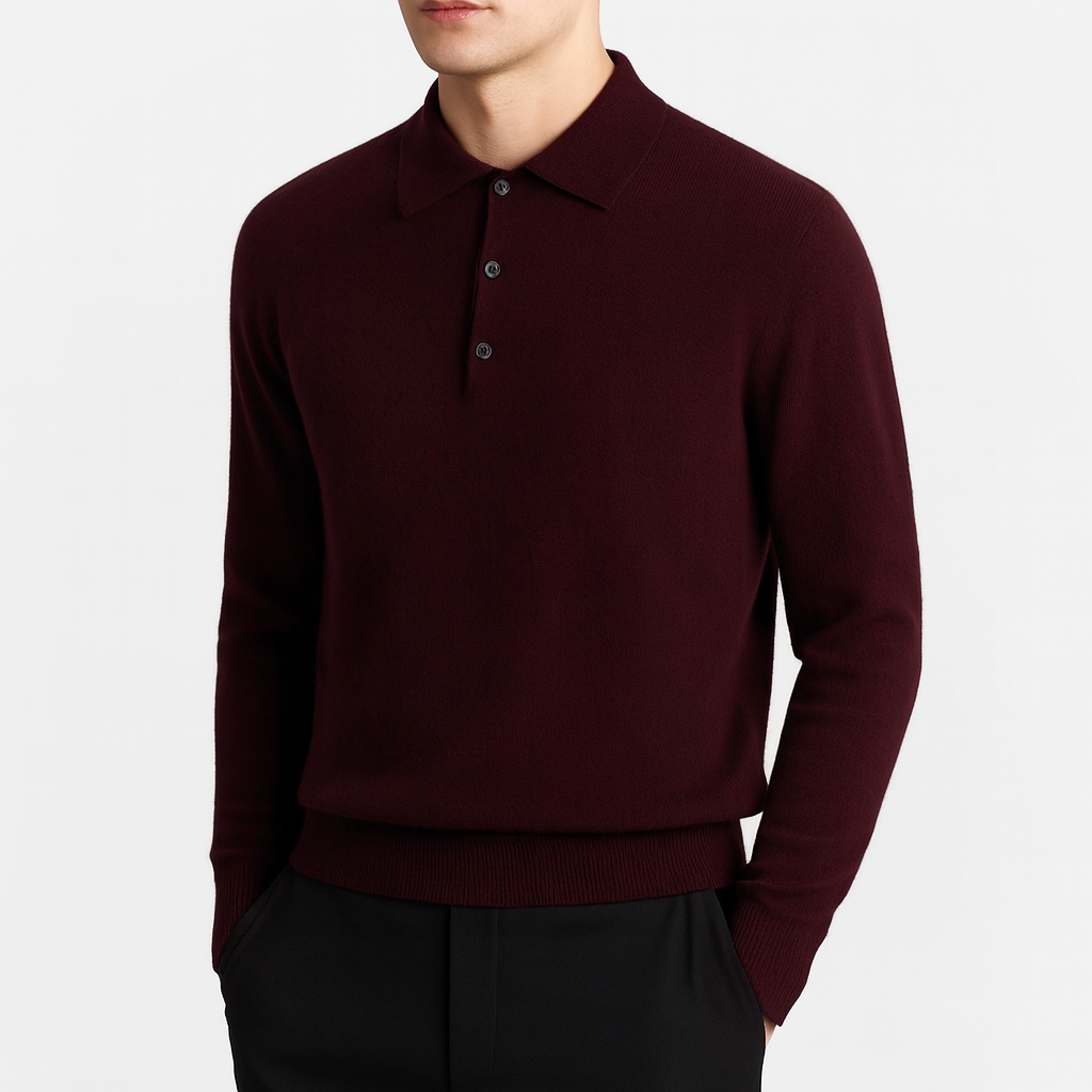 Luminovi | Knit Polo Sweater-Sweater
