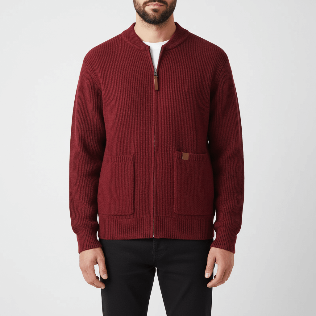 Luminovi | Knitted Zip Cardigan-Cardigan