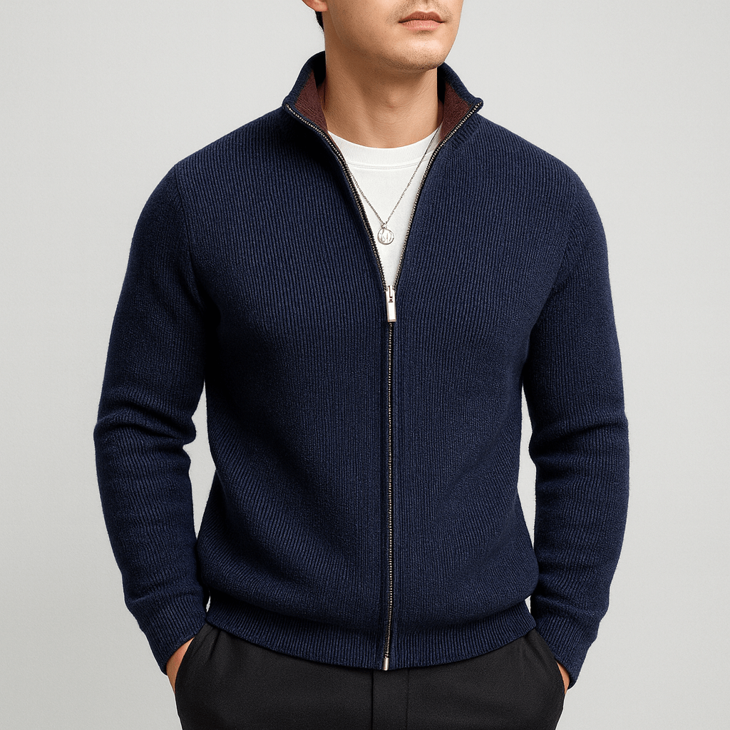 Luminovi | Knitted Zipper Sweater-Sweater