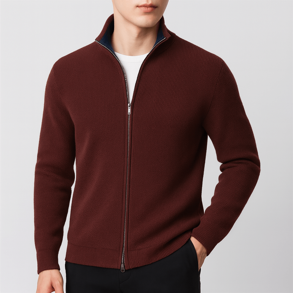 Luminovi | Knitted Zipper Sweater-Sweater