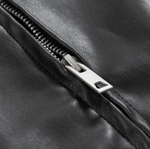 Luminovi | Oversized Leather Bomber Jacket-Jacket