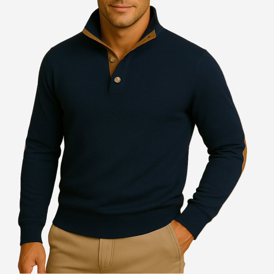 Luminovi | Oxford Quarter Zip Sweater-Sweater