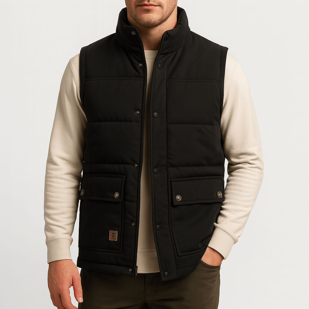 Luminovi | Quilted Stand Collar Vest-Vest