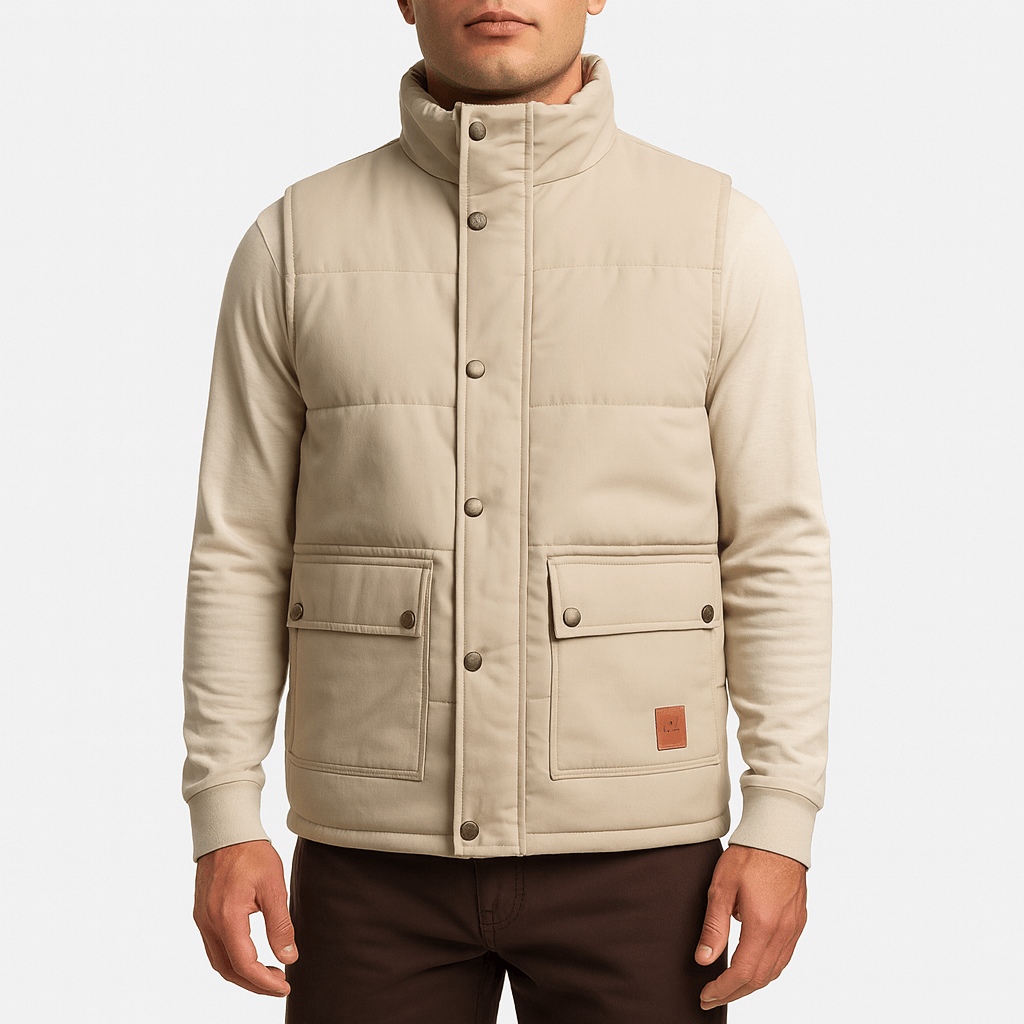 Luminovi | Quilted Stand Collar Vest-Vest