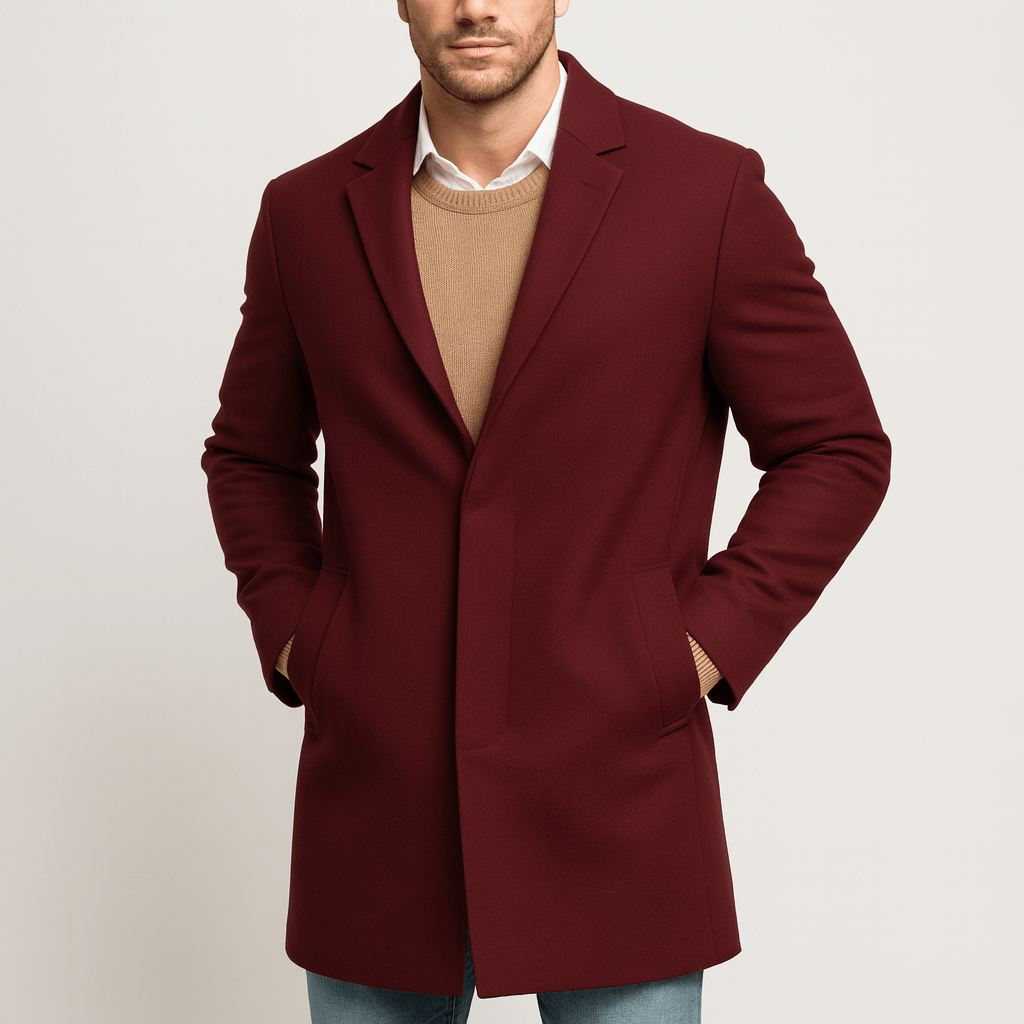 Luminovi | Tailored Trench Coat with Hidden Buttons-Trench Coat