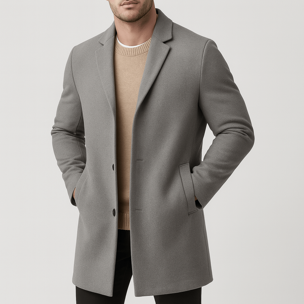 Luminovi | Tailored Trench Coat with Hidden Buttons-Trench Coat