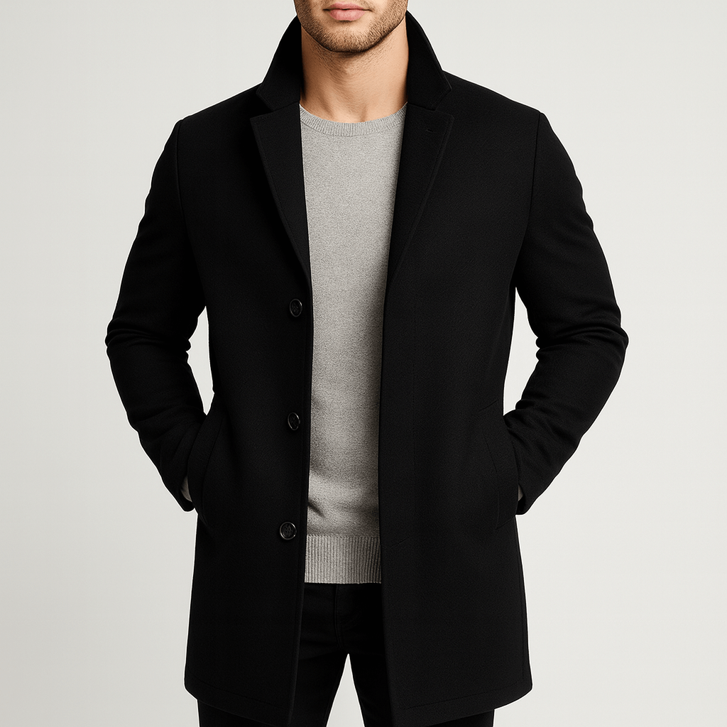 Luminovi | Tailored Trench Coat with Hidden Buttons-Trench Coat