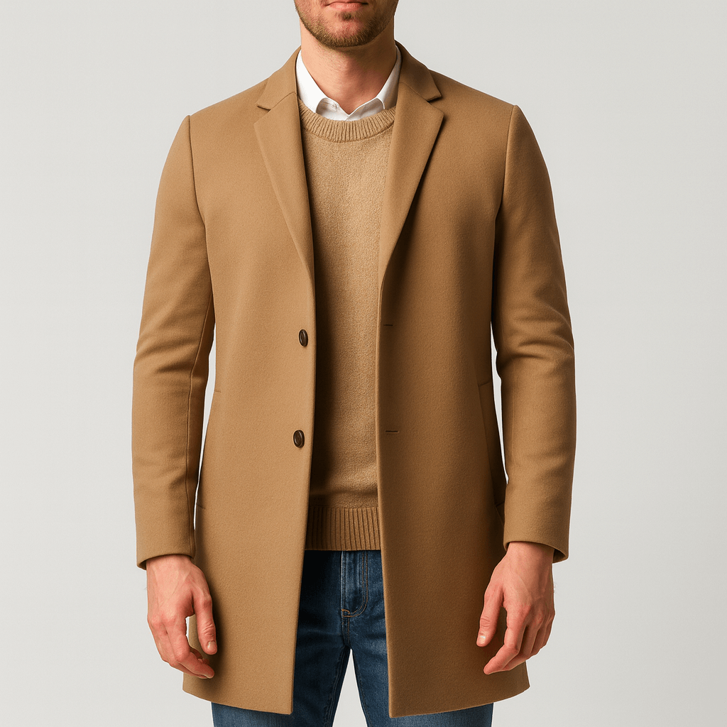 Luminovi | Tailored Trench Coat with Hidden Buttons-Trench Coat