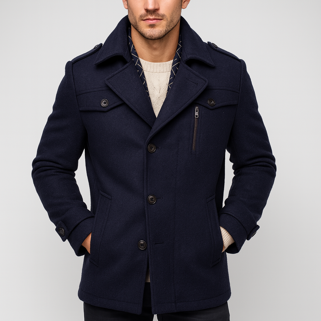Luminovi | Tailored Wool Blend Coat-Coat