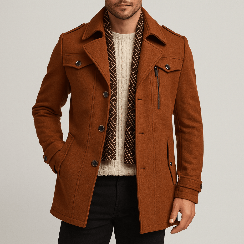Luminovi | Tailored Wool Blend Coat-Coat