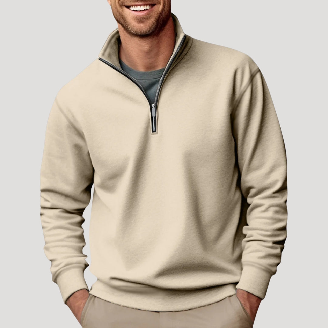 Mens Quarter Zip Sweatshirt with Brushed Interior and Relaxed Fit, Machine Washable