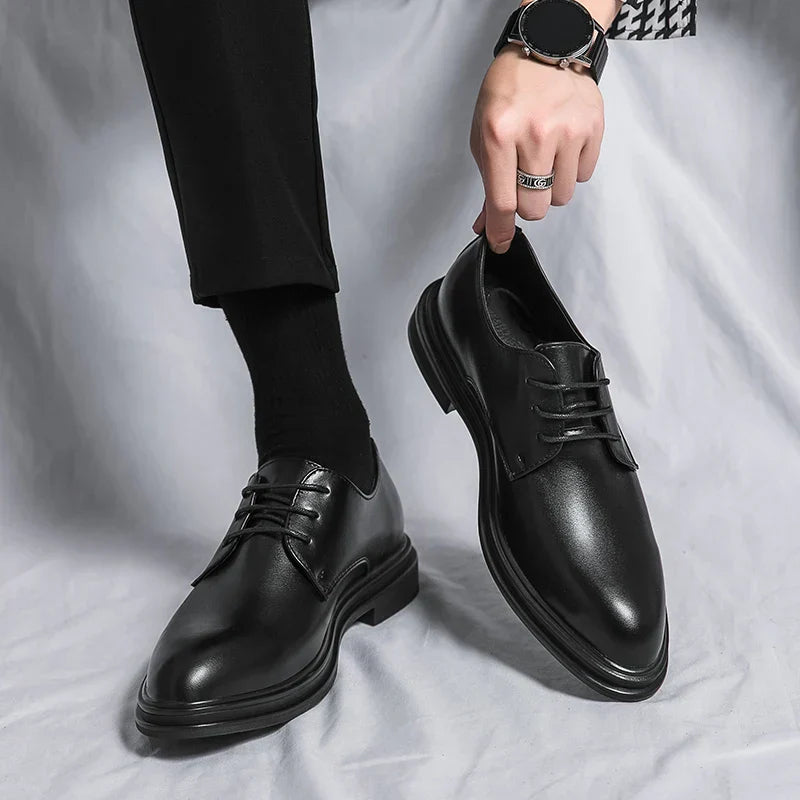 Mens Derby Dress Shoes with Lace Up Front and Cushioned Insole