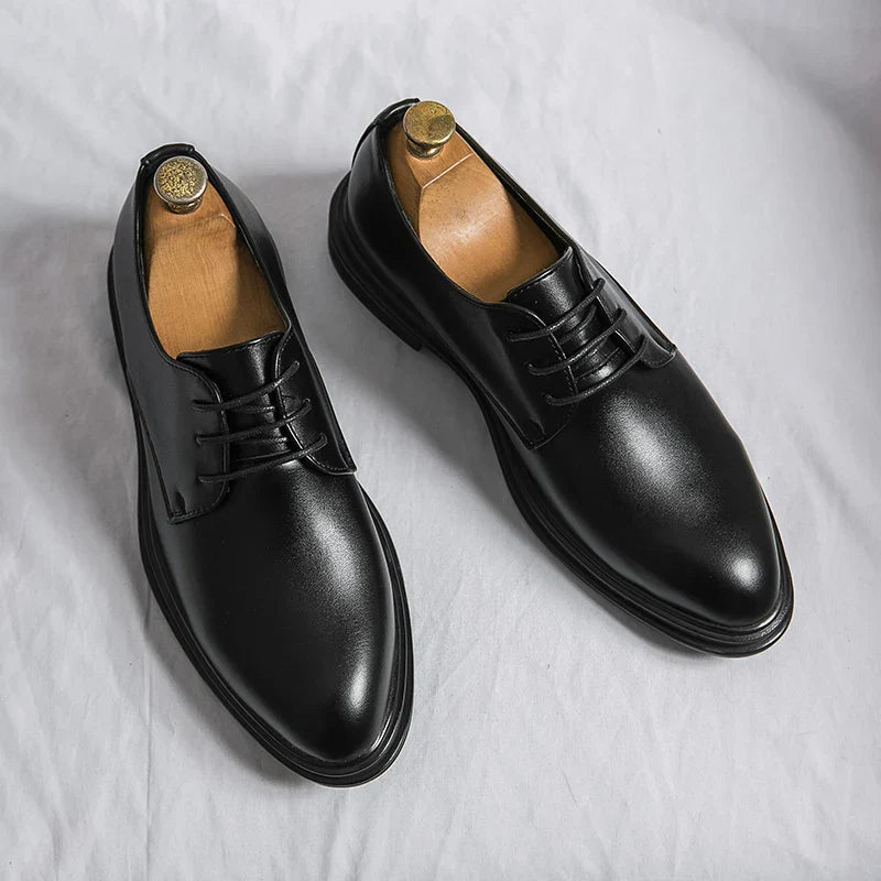 Mens Derby Dress Shoes with Lace Up Front and Cushioned Insole