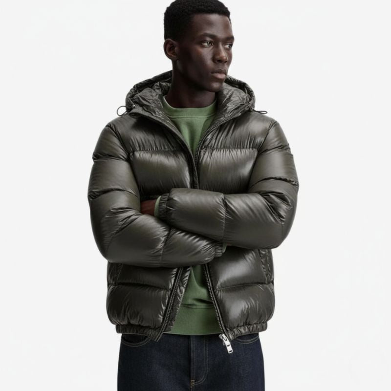 Quilted Puffer Jacket for Men, Warm Winter Coat