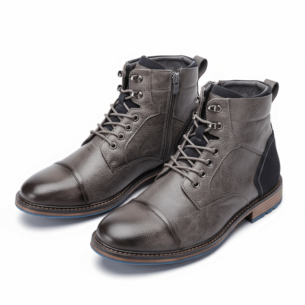 Men’s Leather Outdoor Boots – Durable Lace-Up with Rugged Sole-Men's Leather Boots