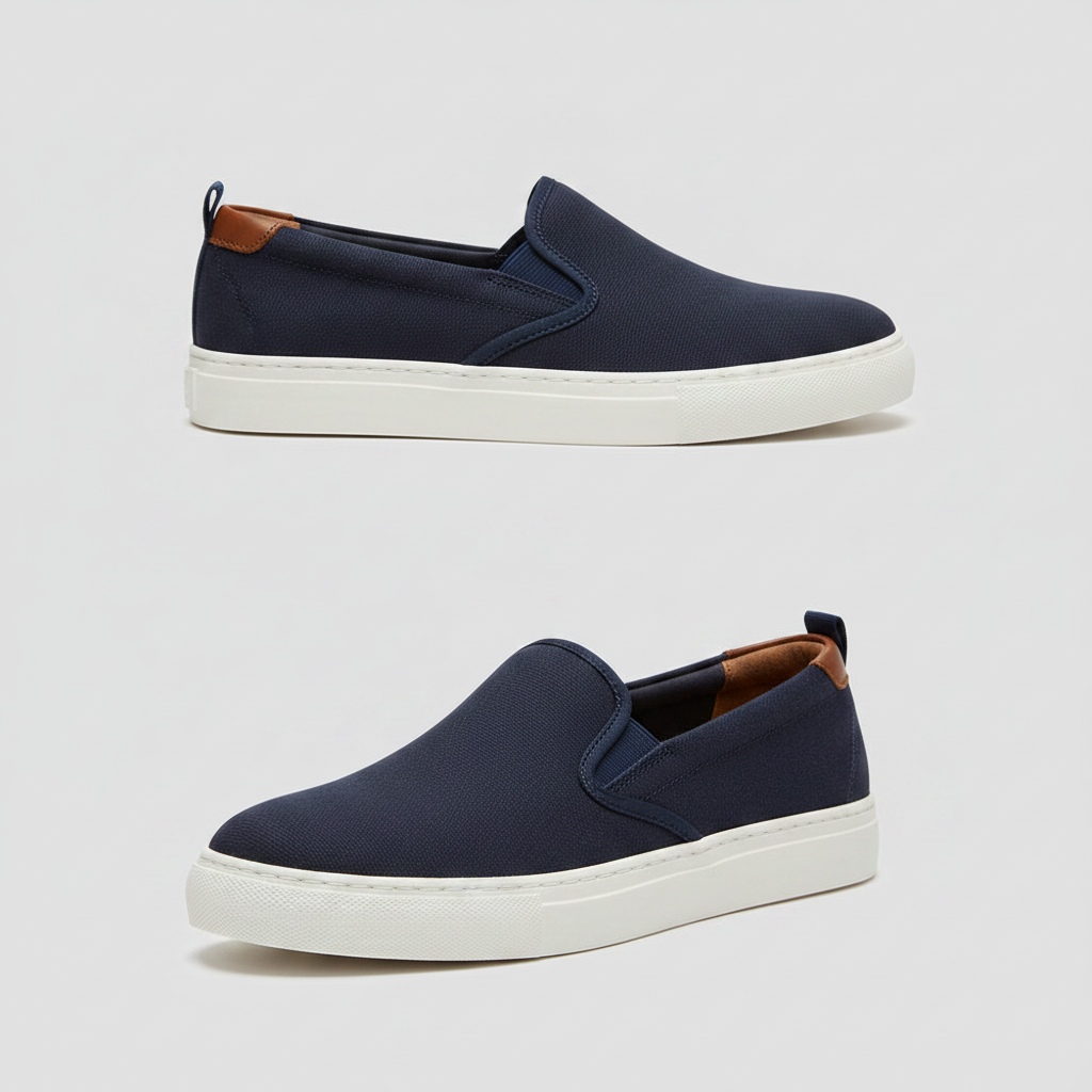 Mens Slip-On Loafers with Elastic Side Panels and Breathable Upper, Lightweight Casual Shoes