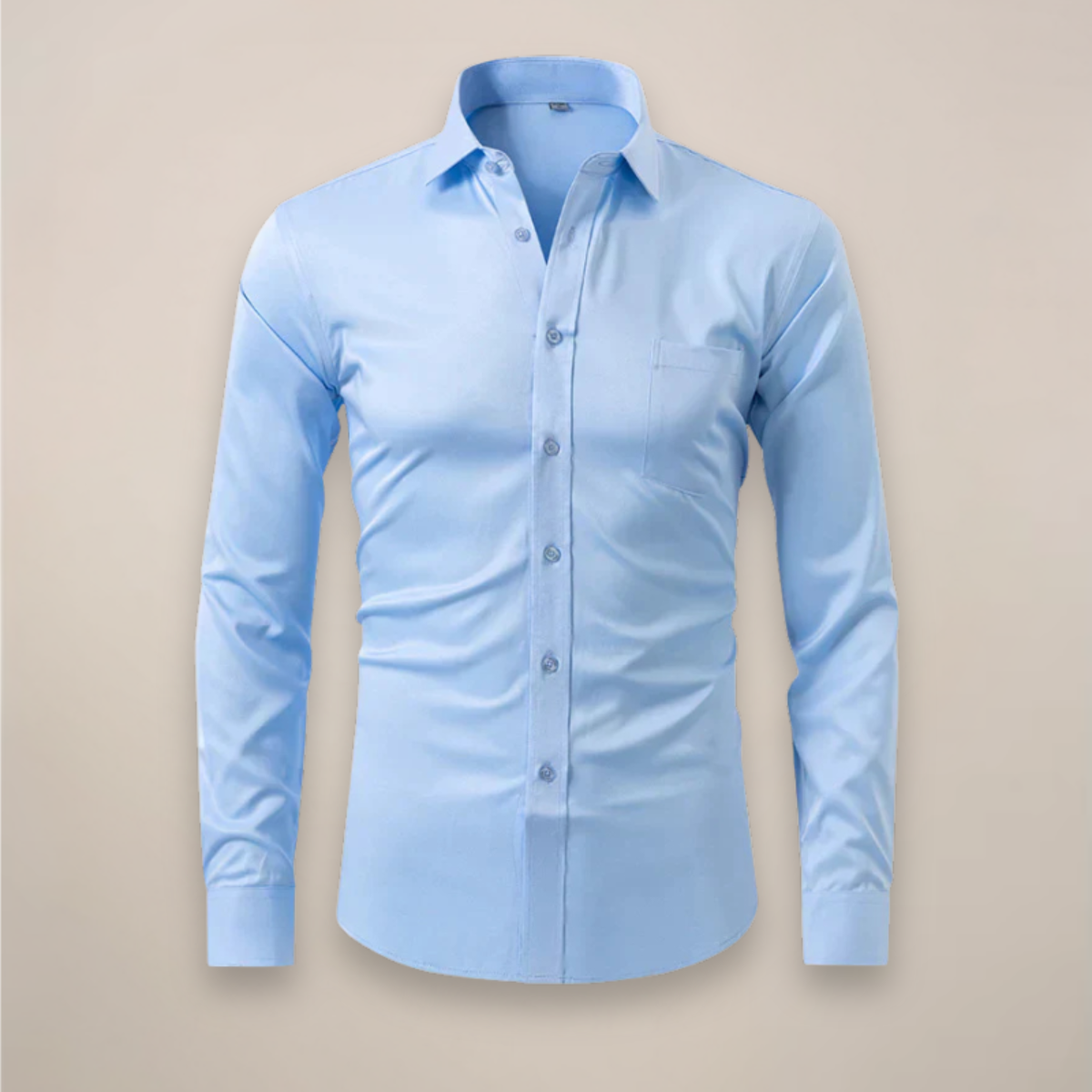 Mens Long-Sleeve Button-Up Shirt with Tailored Fit and Wrinkle-Resistant Finish