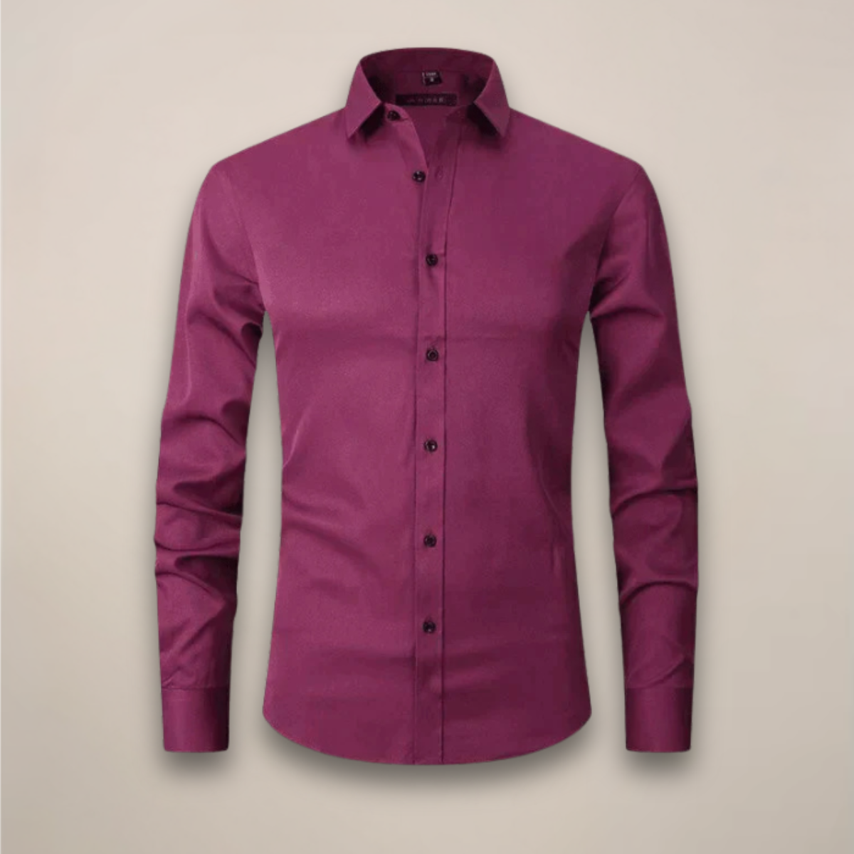 Mens Long-Sleeve Button-Up Shirt with Tailored Fit and Wrinkle-Resistant Finish