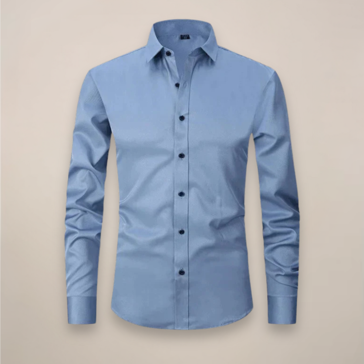 Mens Long-Sleeve Button-Up Shirt with Tailored Fit and Wrinkle-Resistant Finish
