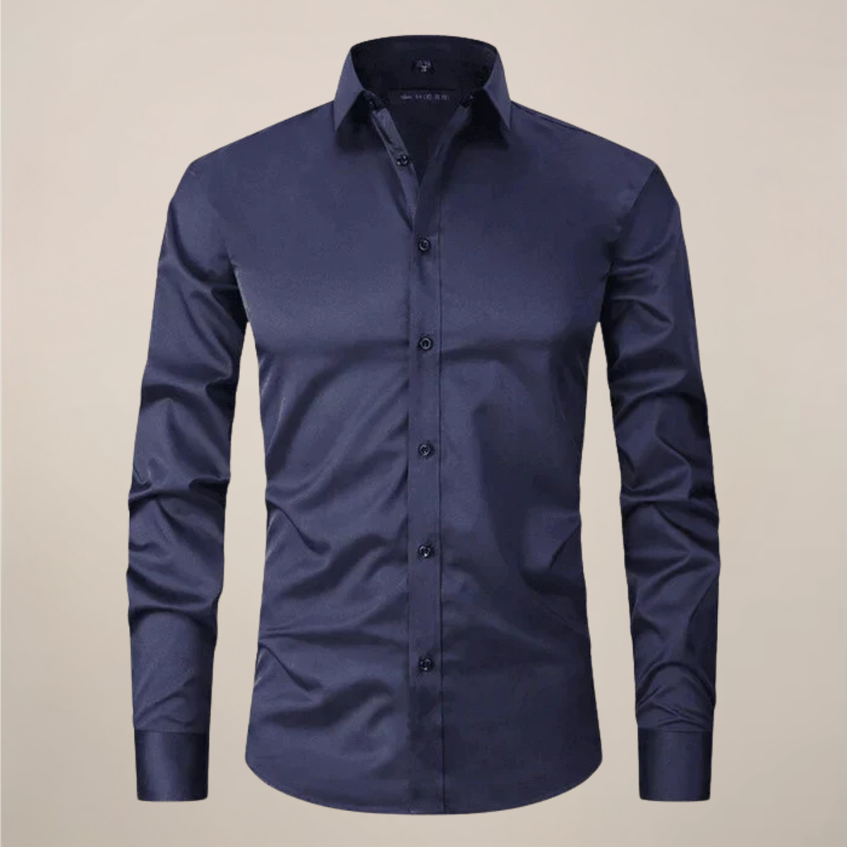 Mens Long-Sleeve Button-Up Shirt with Tailored Fit and Wrinkle-Resistant Finish