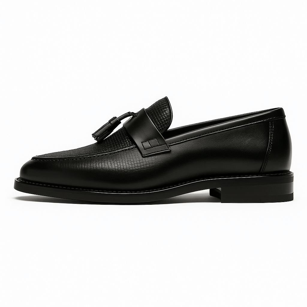 Mens Tassel Loafers with Woven Upper and Supportive Insole, Slip-On Dress Shoe