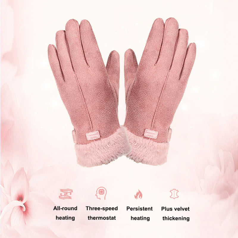 Rechargeable Heated Gloves with Touchscreen Fingers and Three Heat Levels, 8-Hour Battery