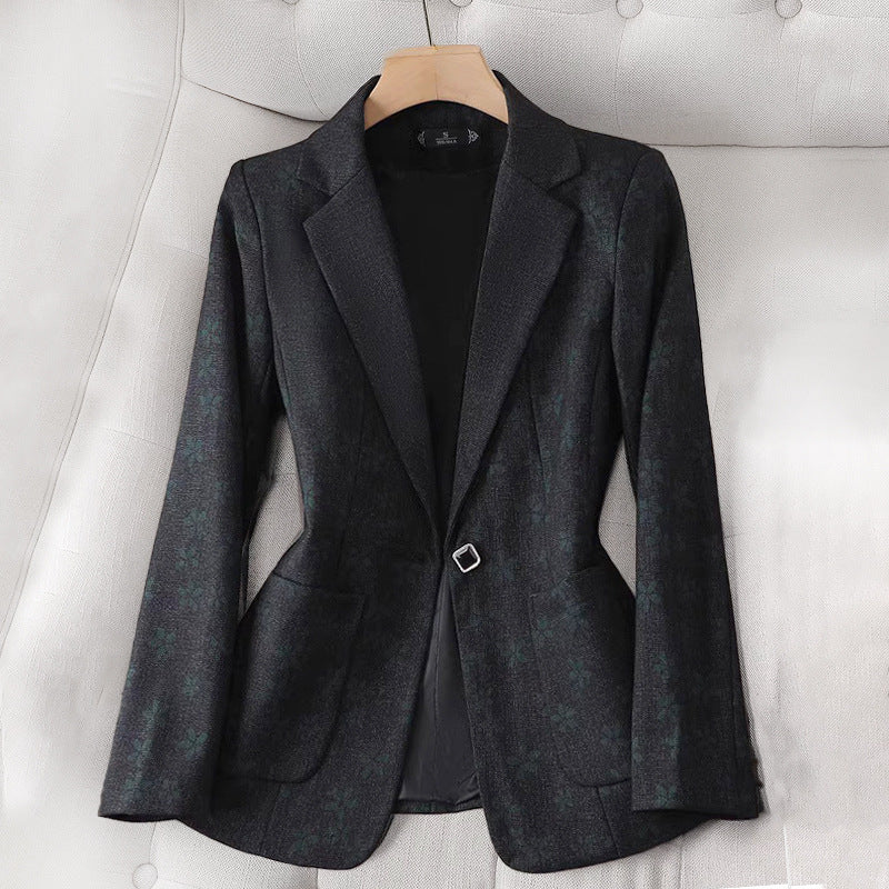 Womens Blazer with Grid Pattern and Structured Silhouette