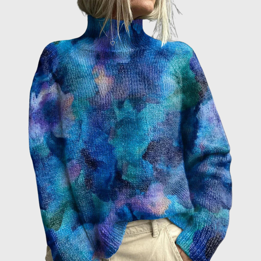Womens Turtleneck Sweater with Soft Knit Fabric and Relaxed Drape