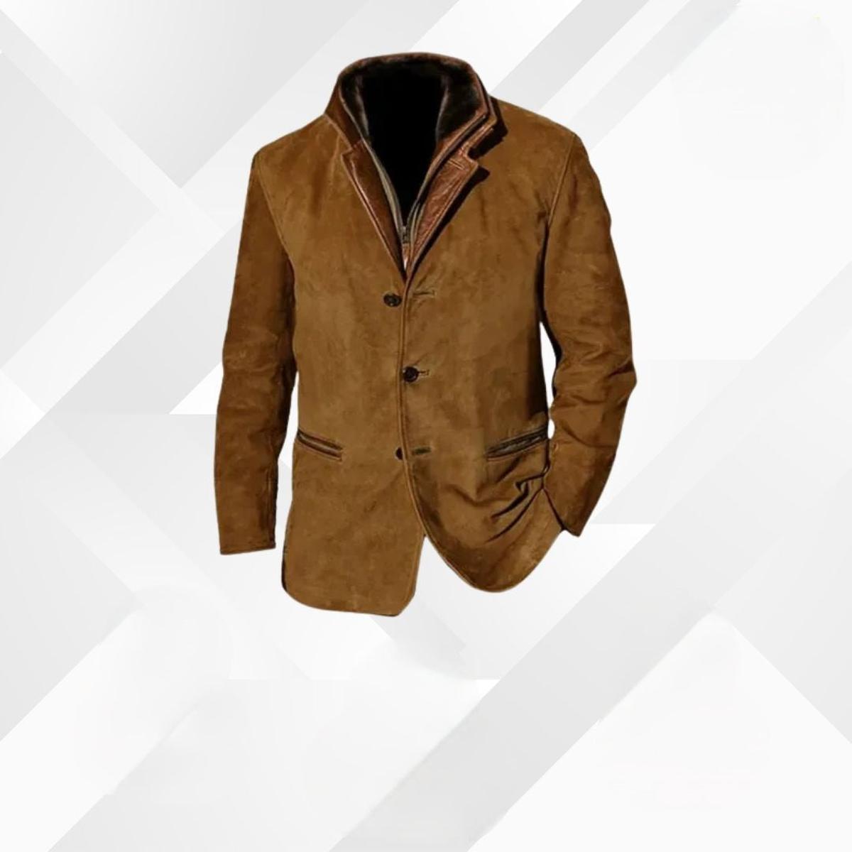 Mens Single-Breasted Blazer with Structured Shoulders and Contrast Detailing