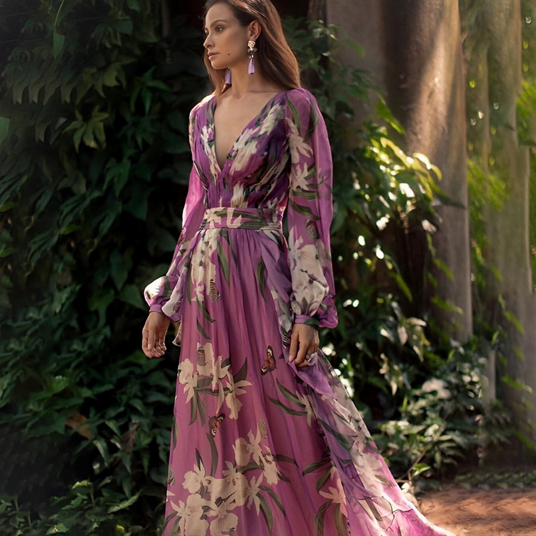 Rachel | Women’s Lightweight Floral Chiffon Dress with Flowy Fit - Image 1