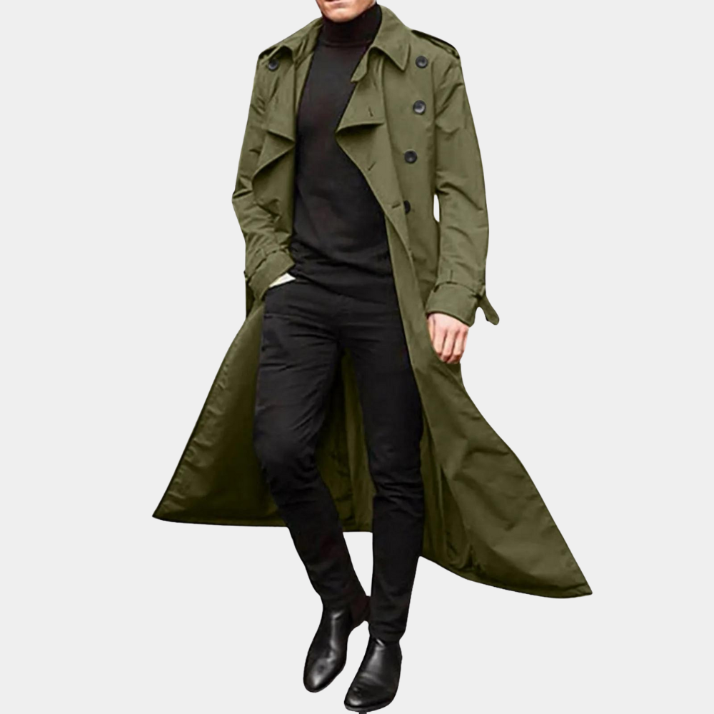 Mens Belted Trench Coat with Silhouette and Multi-Season Layering