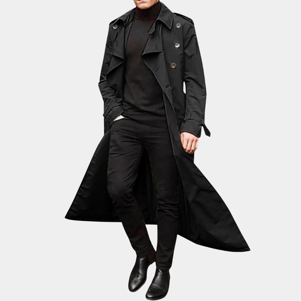 Mens Belted Trench Coat with Silhouette and Multi-Season Layering