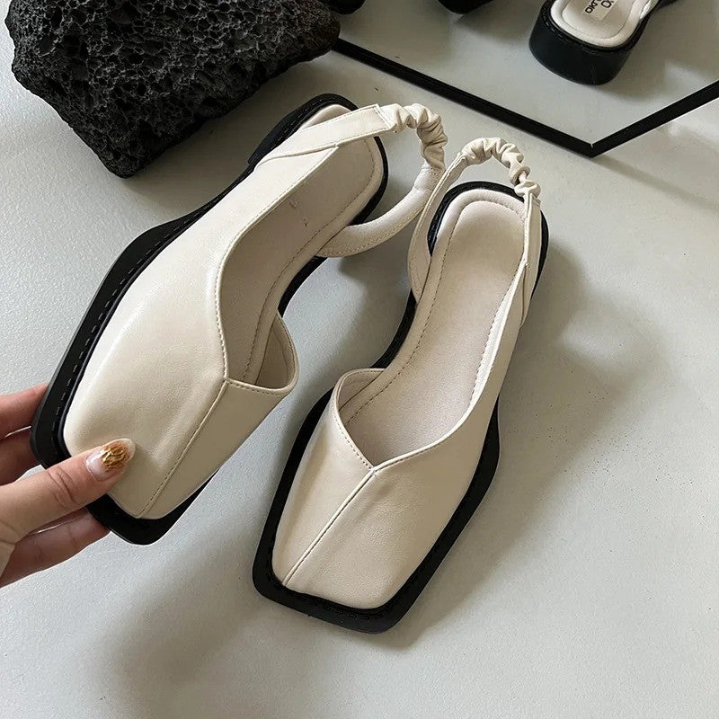Square Toe Sandals with Adjustable Slingback and Cushioned Footbed for Women