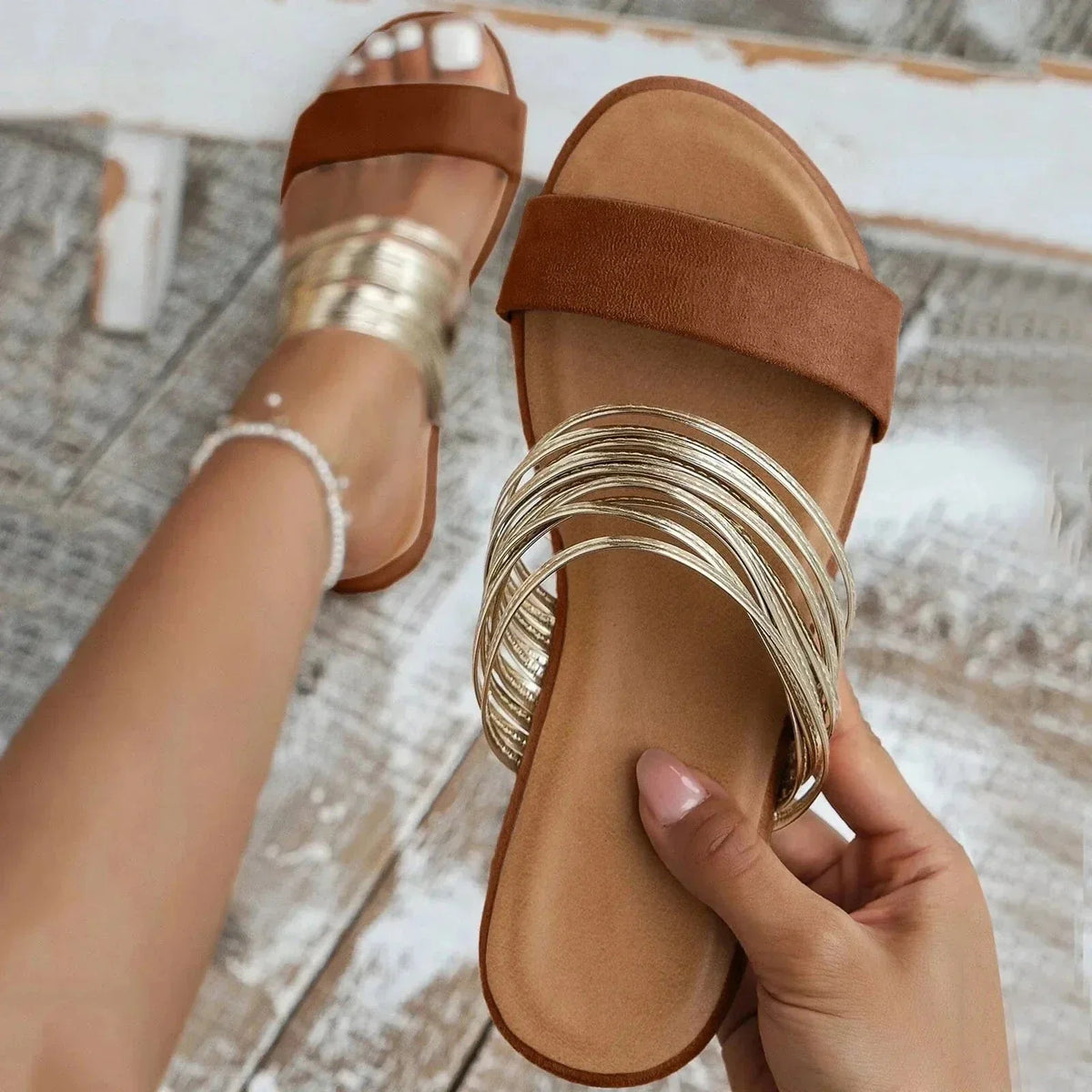 Orthopedic Sandals with Arch Support and Lightweight Cushioning, Slip-On Design