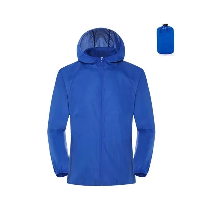 Rain Repellent Hiking Jacket with Adjustable Hood and Breathable Polyester, Packable Design for Men and Women
