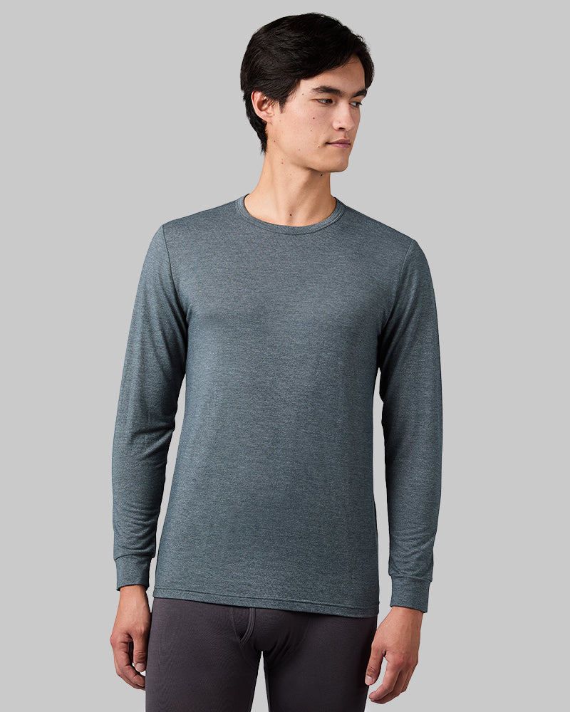 32 Degrees Magical Forest Heather _ Men's Lightweight Baselayer Crew Top {model: Douglas is 6'2", wearing size M}{bottom}{right} {bottom}{right}