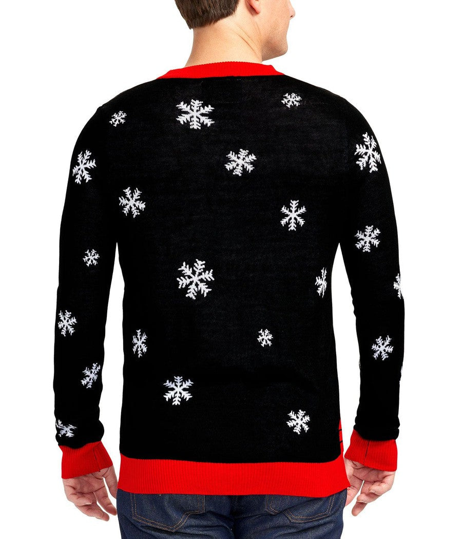 Mens Light Up Holiday Sweater with Rooftop Graphic and Battery Pack