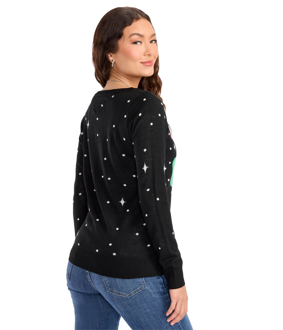Womens Santa Unicorn Pullover with Crew Neck and Ribbed Cuffs