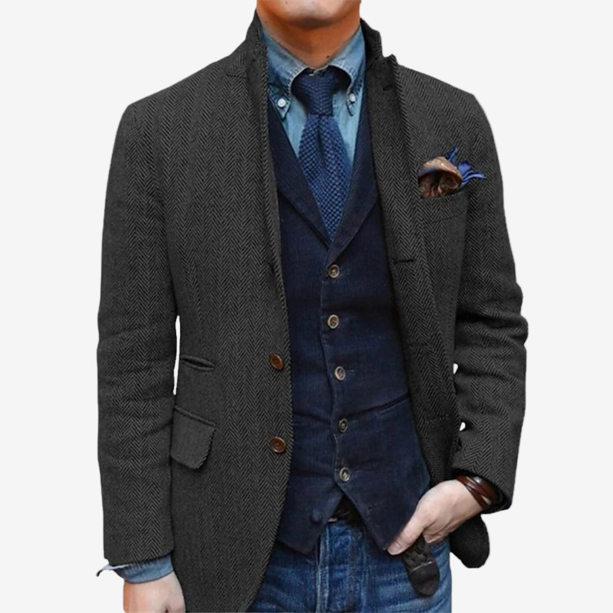 The Thurlestone Men’s Wool Single Breasted Tweed Blazer Jacket-Jacket