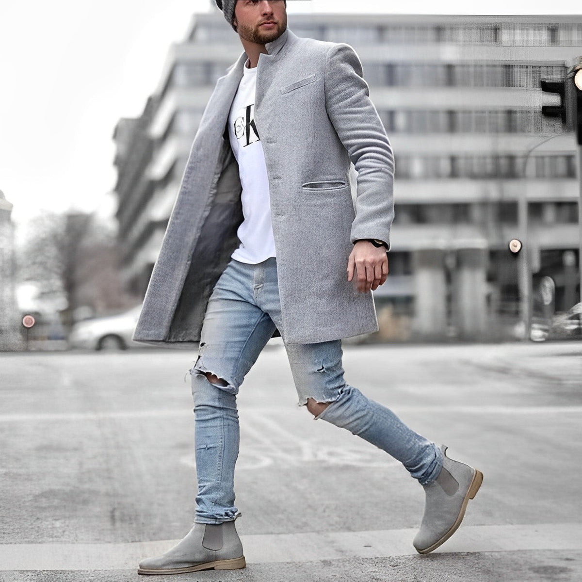 Teddy | Men's Slim-Fit Mid-Length Overcoat - Image 1